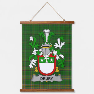 Irisches Drury oder McDrury Wappen Familienwappen Wandteppich Mit Holzrahmen