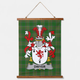 Irisches Dwyer oder O_Dwyer Wappen Familienwappen Wandteppich Mit Holzrahmen
