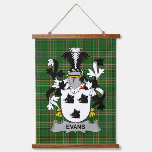 Irisches Evans Wappen Familienwappen Wandteppich Mit Holzrahmen