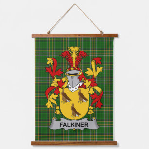 Irisches Falkiner-Wappen Familienwappen Wandteppich Mit Holzrahmen