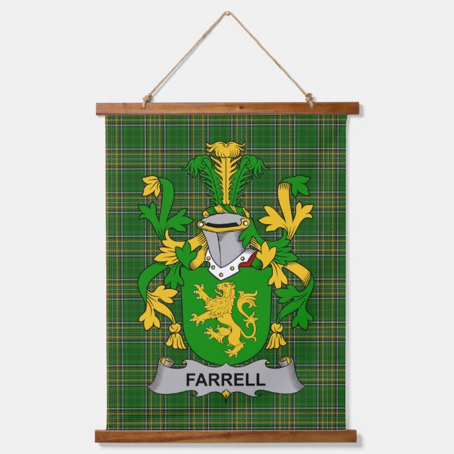 Irisches Farrell oder O_Ferrell Wappen Familienwap Wandteppich Mit Holzrahmen (Vorderseite)