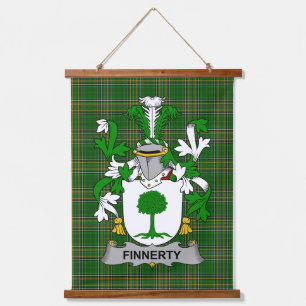 Irisches Finnerty oder O_Finaghty Wappen Familien  Wandteppich Mit Holzrahmen