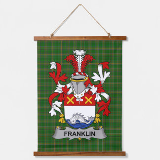 Irisches Franklin-Wappen Familienwappen Wandteppich Mit Holzrahmen