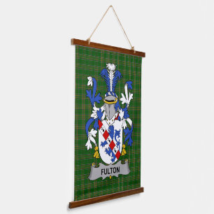 Irisches Fulton-Wappen Familienwappen Wandteppich Mit Holzrahmen