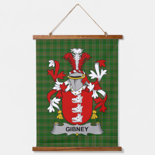 Irisches Gibney oder O_Gibney Wappen Familienwappe Wandteppich Mit Holzrahmen