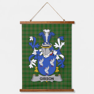 Irisches Gibson-Wappen Familienwappen Wandteppich Mit Holzrahmen