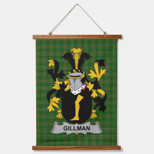 Irisches Gillman-Wappen Familienwappen Wandteppich Mit Holzrahmen