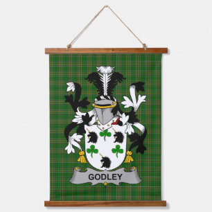 Irisches Godley-Wappen Familienwappen Wandteppich Mit Holzrahmen