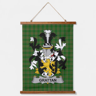 Irisches Grattan oder McGrattan Wappen Familienwap Wandteppich Mit Holzrahmen