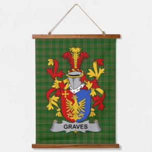 Irisches Graves oder Greaves Wappen Familienwappen Wandteppich Mit Holzrahmen
