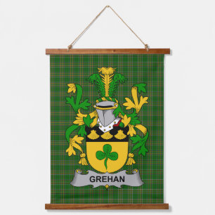 Irisches Grehan oder O_Greaghan Wappen Familienwap Wandteppich Mit Holzrahmen