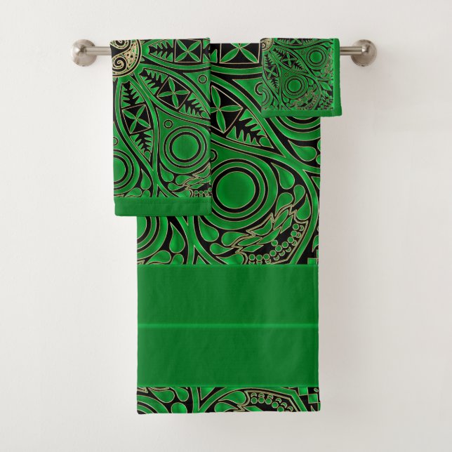 Irisches grünes Celtic Triskele Mandala-Tuch-Set Badhandtuch Set (Insitu)