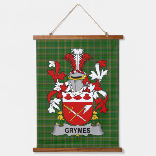 Irisches Grymes Wappen Familienwappen Wandteppich Mit Holzrahmen
