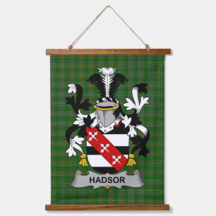 Irisches Hadsor-Wappen Familienwappen Wandteppich Mit Holzrahmen