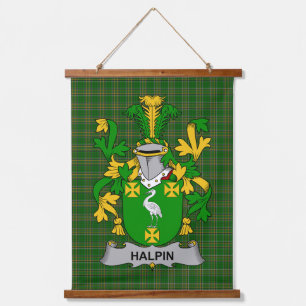 Irisches Halpin oder O_Halpin Wappen Familienwappe Wandteppich Mit Holzrahmen