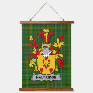 Irisches Haltridge-Wappen Familienwappen Wandteppich Mit Holzrahmen