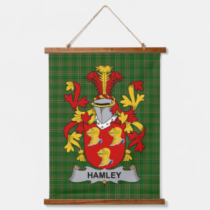 Irisches Hamley-Wappen Familienwappen Wandteppich Mit Holzrahmen