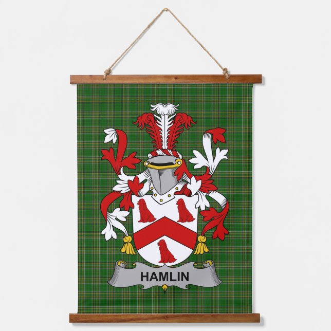 Irisches Hamlin oder O_Hamlin Wappen Familienwappe Wandteppich Mit Holzrahmen (Vorderseite)