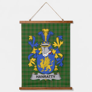 Irisches Hanratty oder O_Hanraghty Wappen Familien Wandteppich Mit Holzrahmen
