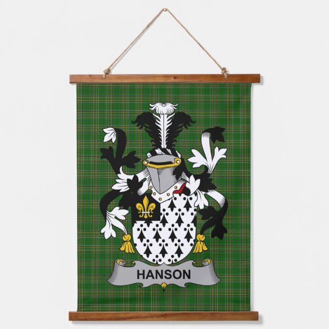 Irisches Hanson oder O_Hanson Wappen Familienwappe Wandteppich Mit Holzrahmen (Vorderseite)