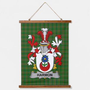 Irisches Harmon-Wappen Familienwappen Wandteppich Mit Holzrahmen