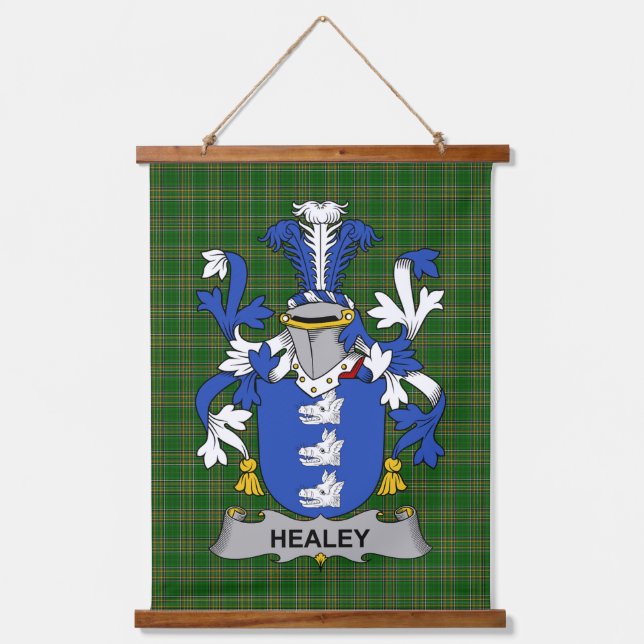 Irisches Healey oder O_Healey Wappen Familienwappe Wandteppich Mit Holzrahmen (Vorderseite)