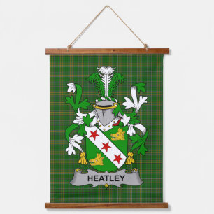 Irisches Heatley-Wappen Familienwappen Wandteppich Mit Holzrahmen