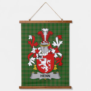 Irisches Henn Wappen Familienwappen Wandteppich Mit Holzrahmen