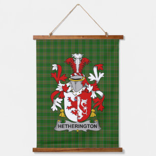 Irisches Hetherington-Wappen Familienwappen Wandteppich Mit Holzrahmen