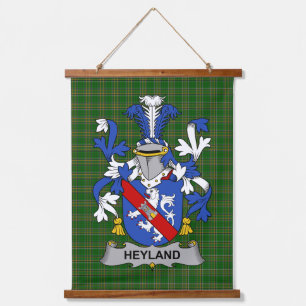 Irisches Heyland-Wappen Familienwappen Wandteppich Mit Holzrahmen