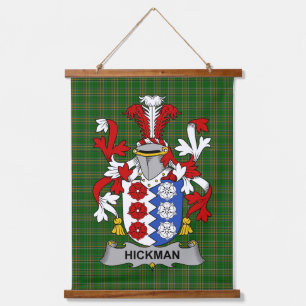 Irisches Hickman-Wappen Familienwappen Wandteppich Mit Holzrahmen