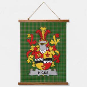 Irisches Hicks Wappen Familienwappen Wandteppich Mit Holzrahmen