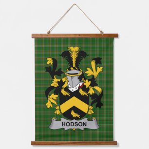 Irisches Hodson-Wappen Familienwappen Wandteppich Mit Holzrahmen