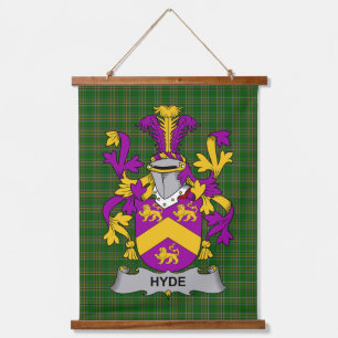 Irisches Hyde-Wappen Familienwappen Wandteppich Mit Holzrahmen