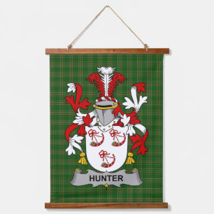 Irisches Jäger-Wappen Familienwappen Wandteppich Mit Holzrahmen
