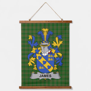Irisches James-Wappen Familienwappen Wandteppich Mit Holzrahmen