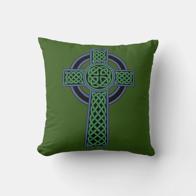 Irisches keltisches Knoten-Kreuz Kissen (Vorderseite)