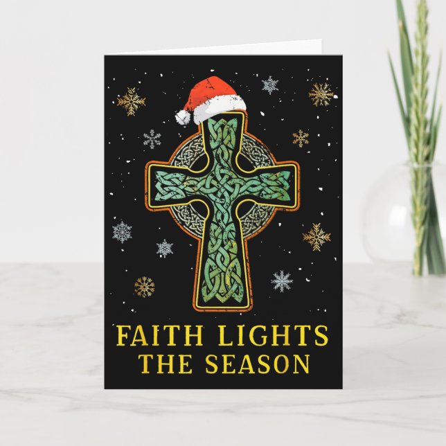 Irisches keltisches Kreuzknoten christlicher Glaub Karte (Vorderseite)