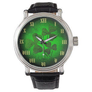 Irisches Kleeblatt/grünes Klee, Irland grünes Glüh Armbanduhr