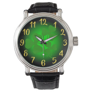 Irisches Kleeblatt/grünes Klee, Irland neon grün Armbanduhr