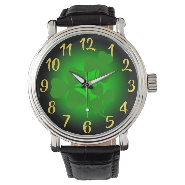 Irisches Kleeblatt/grünes Klee, Irland neongrün Armbanduhr (Vorderseite)