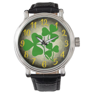 Irisches Kleeblatt/grünes Klee, Irland, rot Armbanduhr