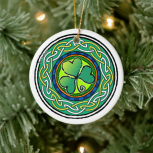irisches Kleeblatt Keramik Ornament