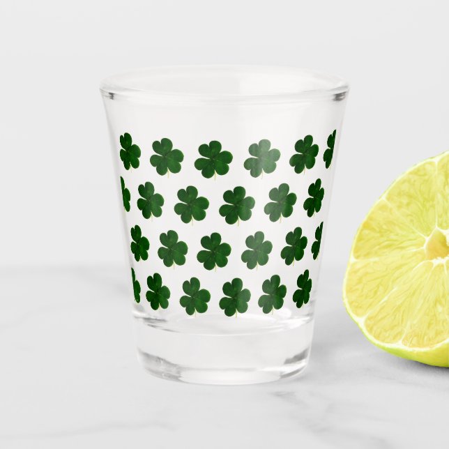 Irisches Kleeblatt-Klee-Irland-Symbol St Patrick Schnapsglas (Vorderseite)