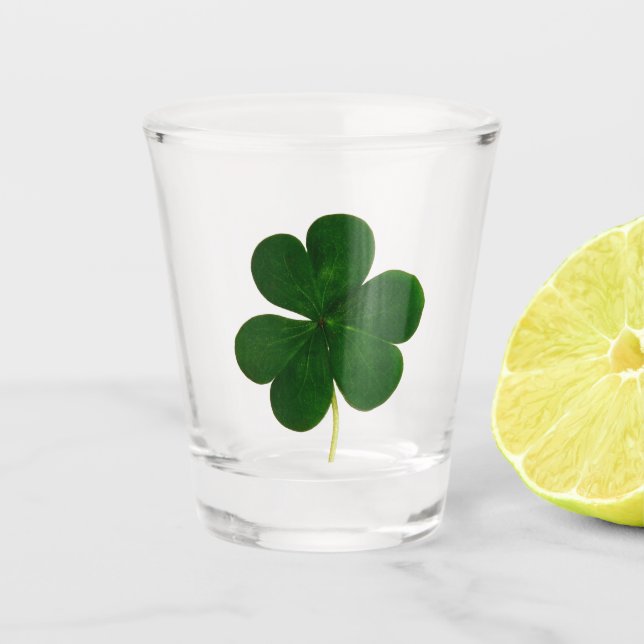 Irisches Kleeblatt-Klee-Irland-Symbol St Patrick Schnapsglas (Vorderseite)