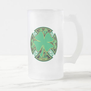 Irisches Kleeblatt-Kreuz Mattglas Bierglas