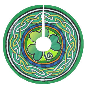 irisches Kleeblatt Polyester Weihnachtsbaumdecke