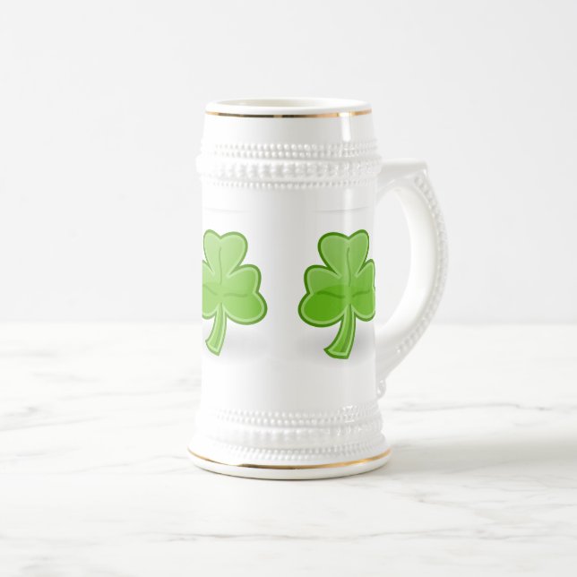 Irisches Kleeblatt-St- Patrickweiß/Goldbier-Tasse Bierglas (VorderseiteRechts)