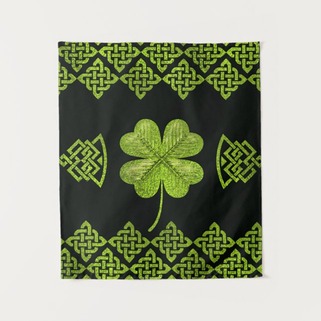Irisches Kleeblatt vierblättriges Kleeblatt mit Wandteppich (Vorderseite)