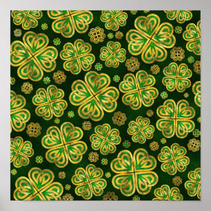 Irisches Kleeblatt Vierblättriges Lucky Clover Pat Poster